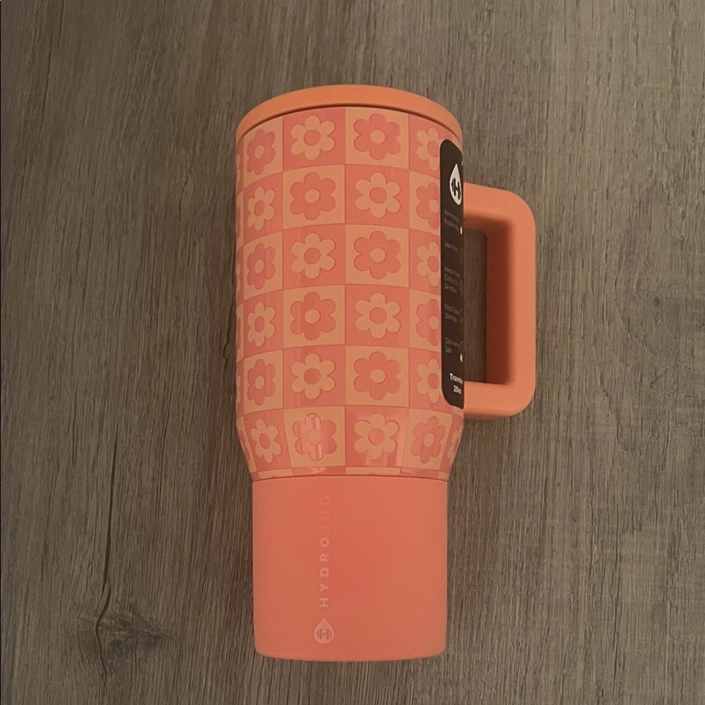HydroJug Coral Pink Floral Travel Mug